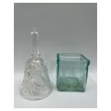 CRYSTAL BELL WITH BIRD AND TEA LIGHT HOLDER