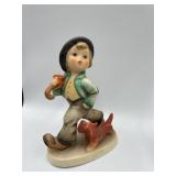 HUMMEL FIGURINE, BOY WITH DOG AND UMBRELLA