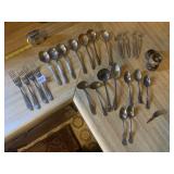 ASSORTED SILVER PLATE FLATWARE, SERVING PIECES