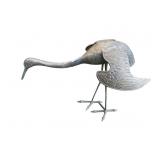 21" TALL BRASS CRANE GARDEN STATUARY