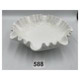 IMPERIAL GLASS 8.5" MILK GLASS BOWL WITH CRIMPED