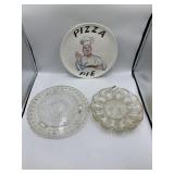 IDEAL IRONSTONE WARE PIZZA PIE PLATTER, EGG DISH