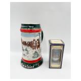1991 BUDWEISER STEIN AND 2005 CHRISTMAS ORNAMENT