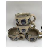 4 SALT GLAZE SOUP MUGS