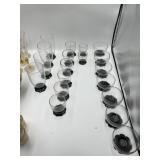 GLASS SET WITH BLACK AMETHYST APPLIED GLASS BASE,