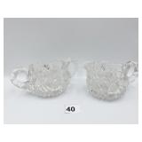 WHEEL ETCHED CREAMER AND SUGAR