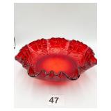 IMPERIAL GLASS 8 1/2 INCH RUFFLE EDGE BOWL WITH
