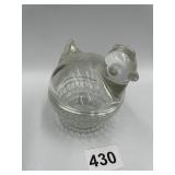 ANCHOR HOCKING GLASS CHICKEN TRINKET BOX, 4X4