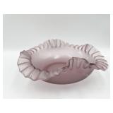 LAVENDER SATIN GLASS CRIMPED EDGE BOWL, 7"