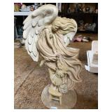 20" COMPOSITION ANGEL WITH CHILD GARDEN STATUARY