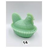 VINTAGE ROSSO WESTMORELAND JADEITE NESTING HEN
