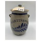 MARTINSBURG VA SALT GLAZE POTTERY LIDDED JAR WITH
