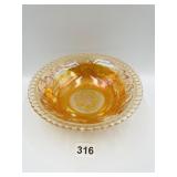 CARNIVAL GLASS ROSE BOWL, 8"