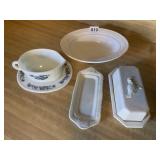 CORNING GRAVY BOAT WITH LID, OVAL SERVING BOWL,