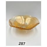 6" FOOTED CARNIVAL GLASS BOWL