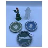 WEDGEWOOD MINI PLATES, ANGEL BELL, ROOSTER BELL
