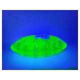 6" VASELINE GLASS FLOWER FROG, GLOWS