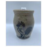 ROWE POTTERY SALT GLAZE STONEWARE CROCK, ROOSTER