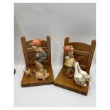 HUMMEL BOOK ENDS, GIRL WITH GEESE AND BOY WITH