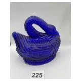 IMPERIAL GLASS COBALT BLUE SWAN ON NEST, 6X6