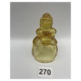 CANARY GLASS BELL, GIRL WITH BOUQUET, 4"