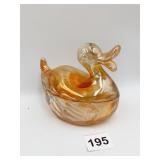 CARNIVAL GLASS DOCK TWO PIECE DISH IN GOOD