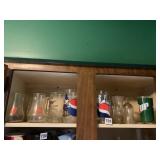 3 7UP GLASSES, 2 PEPSI GLASSES, MILLER GLASS