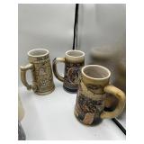 3 CERAMIC STEINS INCLUDING THE BIRTH OF A NATION,