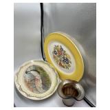 CARNIVAL GLASS HAT, PHEASANT PLATTER AND LIMOGES