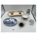 PAPER WEIGHT, CHINA SERVING PIECES, EGG VASE,