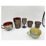 CARNIVAL GLASS MUG, PUNCH CUP, CORDIAL, TUMBLER