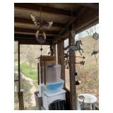 3 WIND CHIMES, SHARKS, HORSE WEATHERVANE AND