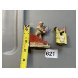 CAST IRON 3" FIGURES OF BRICK LAYER AND WASH MAID