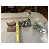 CAST IRON SWING, WELL, LAMP, SITTING FIGURES