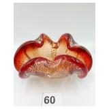 VINTAGE MURANO RED GLASS DISH 5.5" D - GOOD