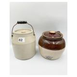 GRAY CROCK WITH HANDLE 9 INCHES HIGH WITH HANDLE