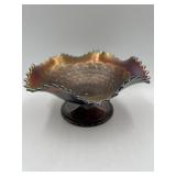 NORTHWOOD CARNIVAL GLASS FOOTED BOWL WITH FISH