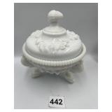 WESTMORELAND GLASS SEASHELL TOPPED 3-LEGGED CANDY
