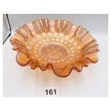 CARNIVAL GLASS COIN. BOWL EARLY 1900S RUFFLED