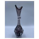 ART GLASS PLUM COLORED VASE, 10.5""