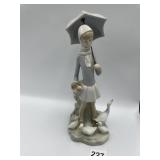 LLADRO 10" GIRL WITH GEESE AND UMBRELLA