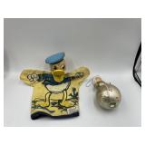 DONALD DUCK HAND PUPPET AND VINTAGE ORNAMENT
