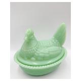 WESTMORELAND JADEITE NESTING HEN 4" H X 6" W BOTH