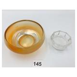 CARNIVAL BOWL AND FROSTED BICENTENNIAL ASHTRAY