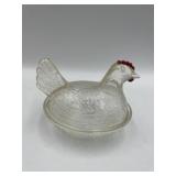 4.5" CLEAR GLASS HEN ON NEST