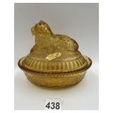 KEMPLE GLASS LION ON NEST, 7"