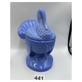 7X8 BLUE GLASS TURKEY CANDY JAR