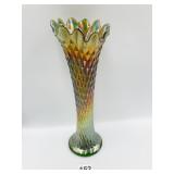 IRIDESCENT CARNIVAL VASE 11- AND 1/2-INCHES HIGH