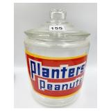 PLANTERS PEANUT GLASS JAR 10 1/2 INCHES HIGH WITH