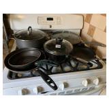 ASSORTED POTS AND PANS, CALPHALON AND TFAL